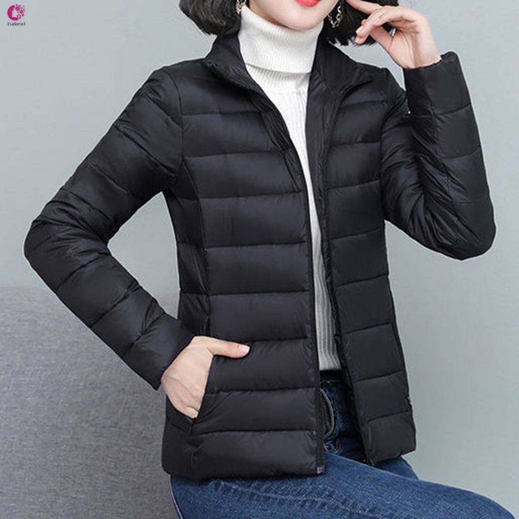 Women's Lightweight Down Puffer Jacket Portable Outerwear CottonPadded