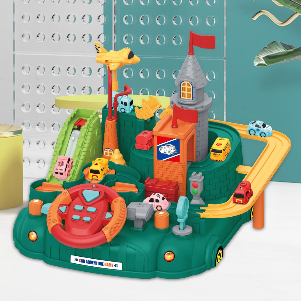 3 Cars Race Rail Track Toy City Rescue Educational Puzzle Playsets Kids