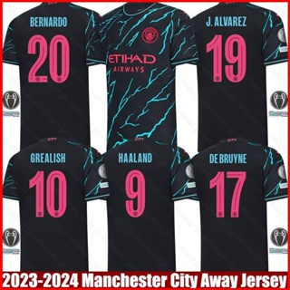 Mcfc Man City Authentic Away Jersey 2023/24 with J. Alvarez 19 Printing in Gift Box