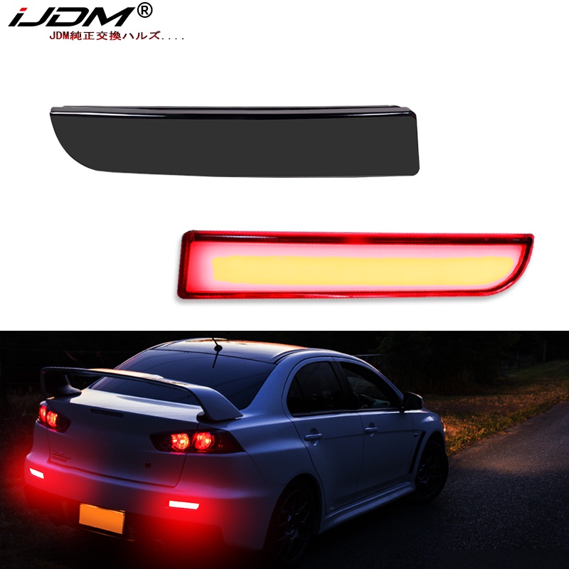 KINSTECH Black Smoked LED Rear Bumper Reflector Lights For Lancer EVO X – Brake & Tail Lamps