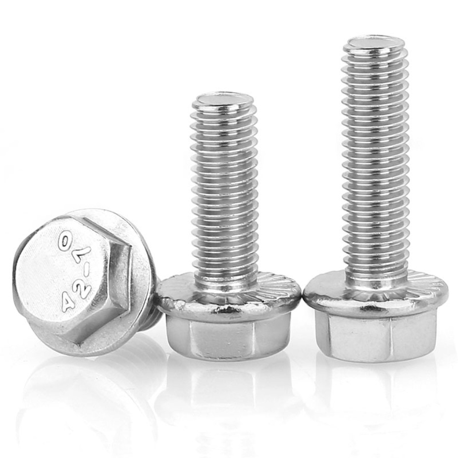 M4M5M6M8 304 stainless steel external hexagon screw locking flange bolt ...