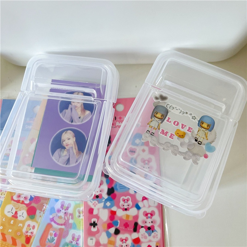 thumbnail interactive-video image 1 of 1pc Transparent Storage Box Kpop Photocard Box Idol Cards Storage Containers Kpop Album Plastic Stickers Card Organizer Case I.241262981 1 of 14