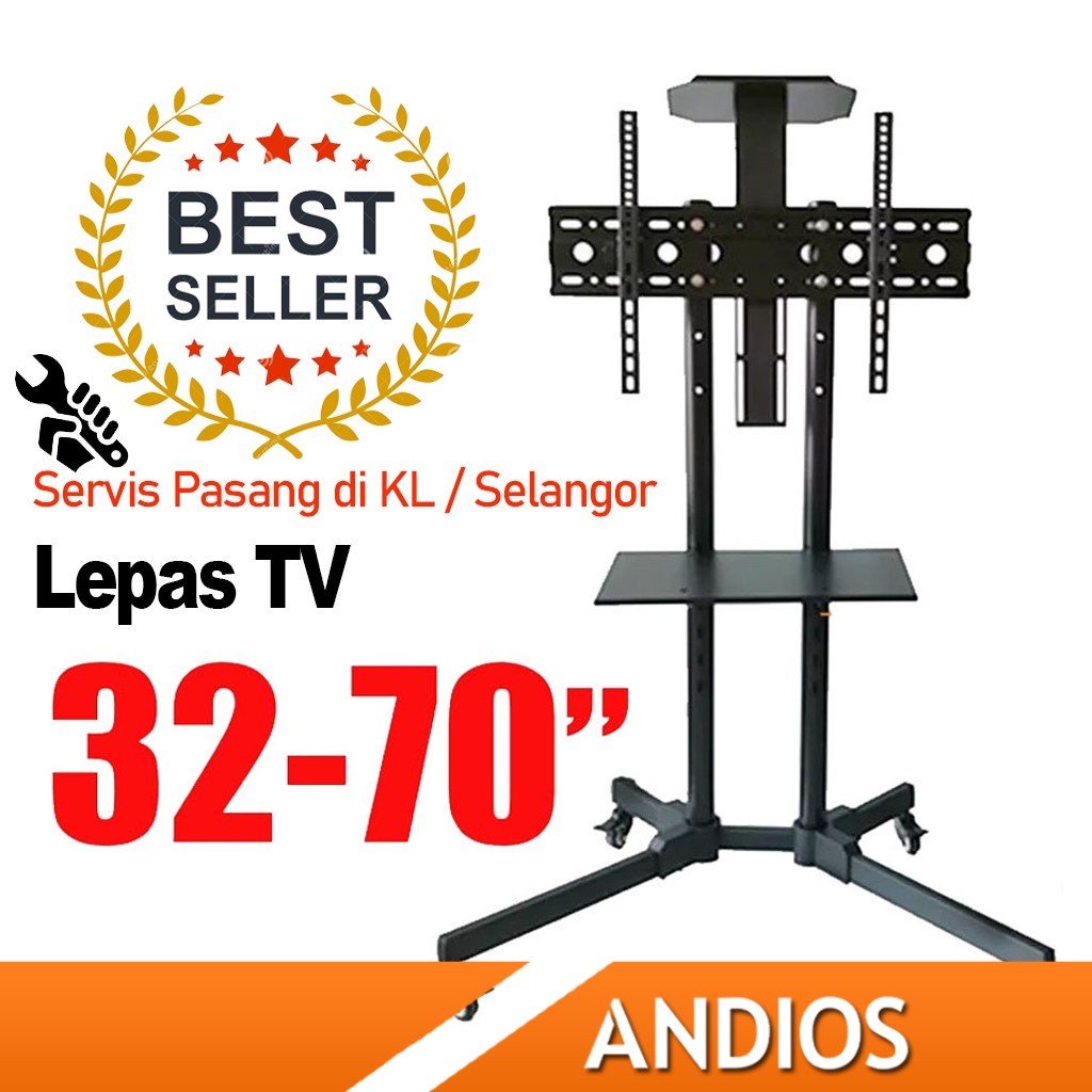 TV Stand Bracket Trolley Cart Troli Holder Kaki Braket 55inch 70 inci ...