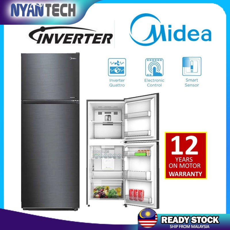 MIDEA MDRT346MTB28MY Refrigerator 280L Inverter Fridge ( Peti Sejuk