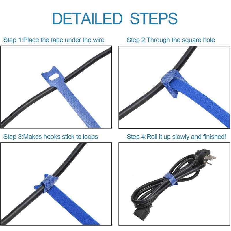 R&C 10pcs T-type Cable Tie Wire Reusable Cord Organizer Wire 15x1.2cm ...