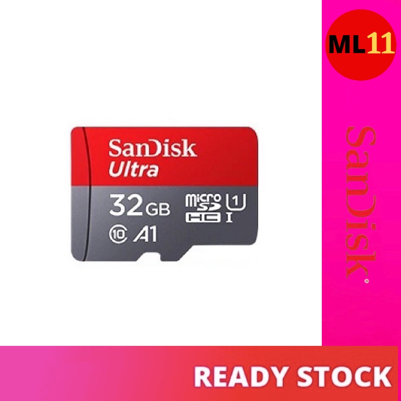 32GB Sandisk Ultra SD/MicroSD Memory Card Class 10 A1 - Adapter Included