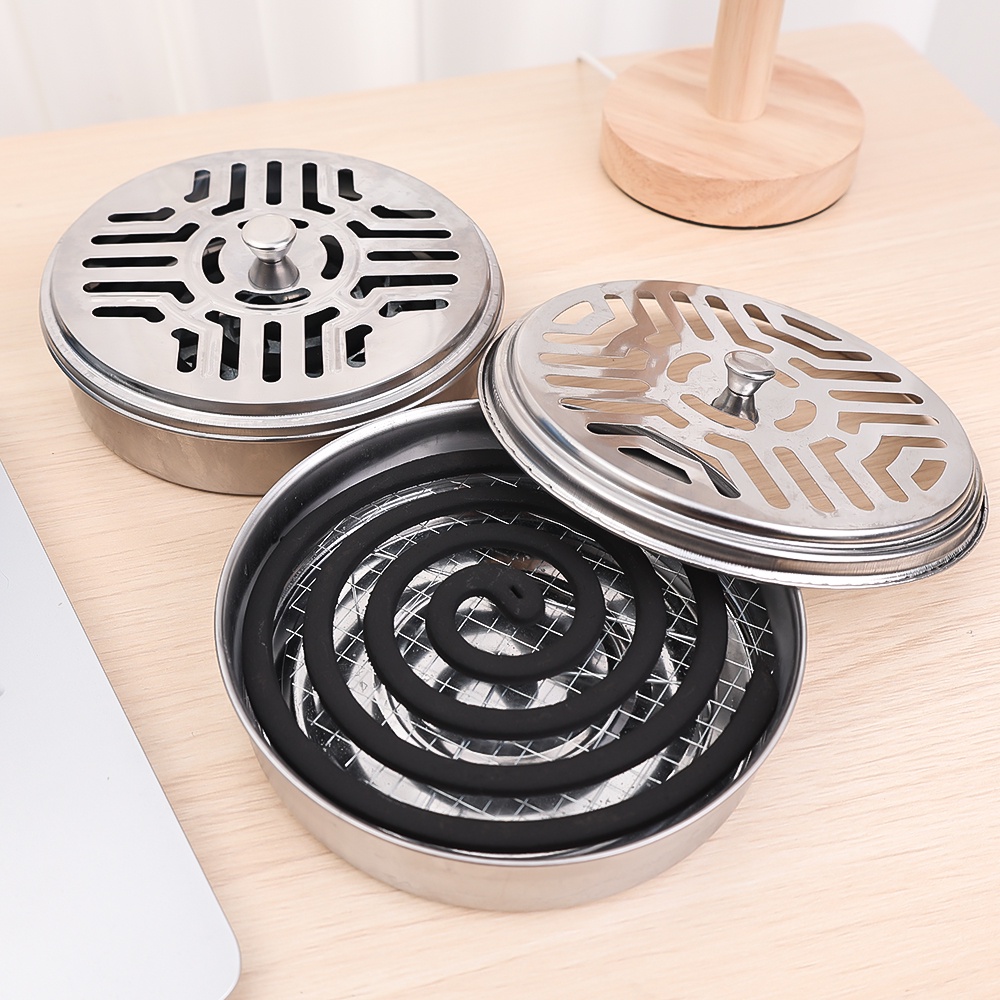 Mosquito Coil Holder Box/Mosquito Spiral Holder with Lid/Stainless