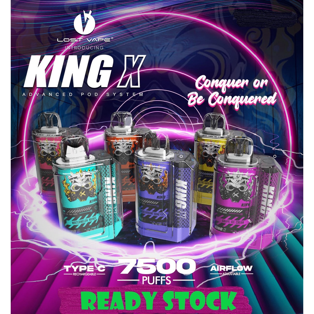 40👍 BIG SALE 👍 King X Disposable 7500puff 18ML Flavour Usb c charging