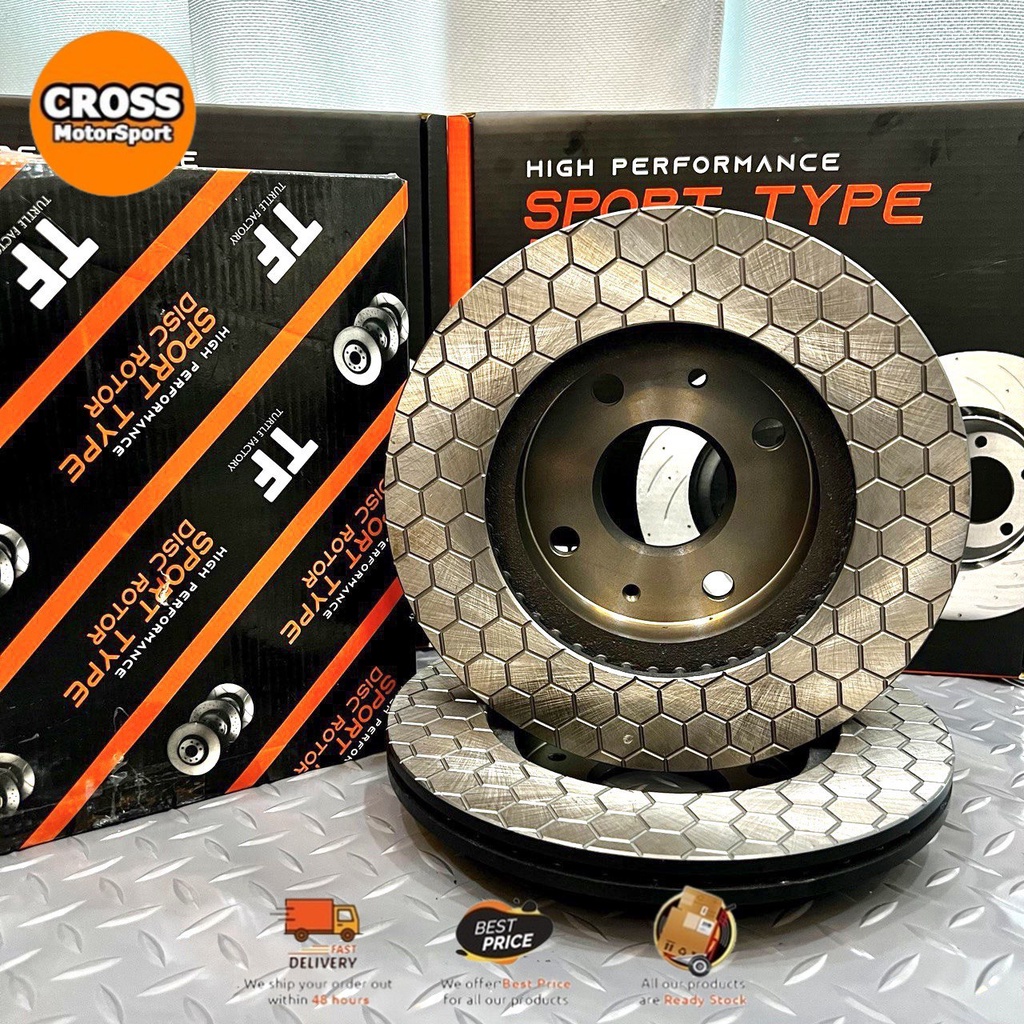 ORIGINAL TF SLOTTED & DRILLED DISC ROTOR HONEY COMB (FRT) FOR PERODUA ...