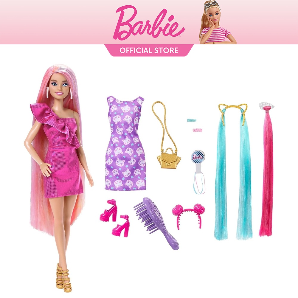 Barbie Totally Hair with Extra-Long Colorful Blonde Hair and Glossy ...