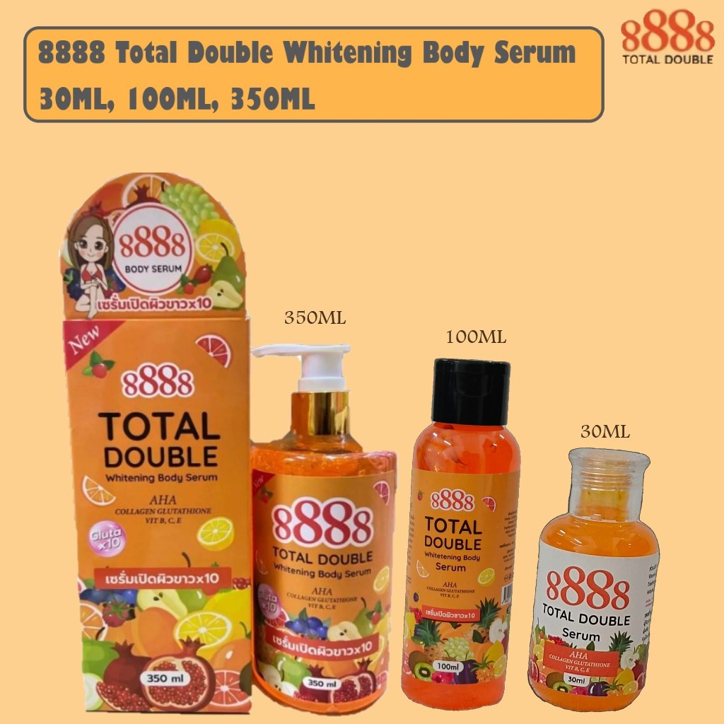 Ready Stock】8888 Total Double Whitening Body Serum 30ML/ 100ML