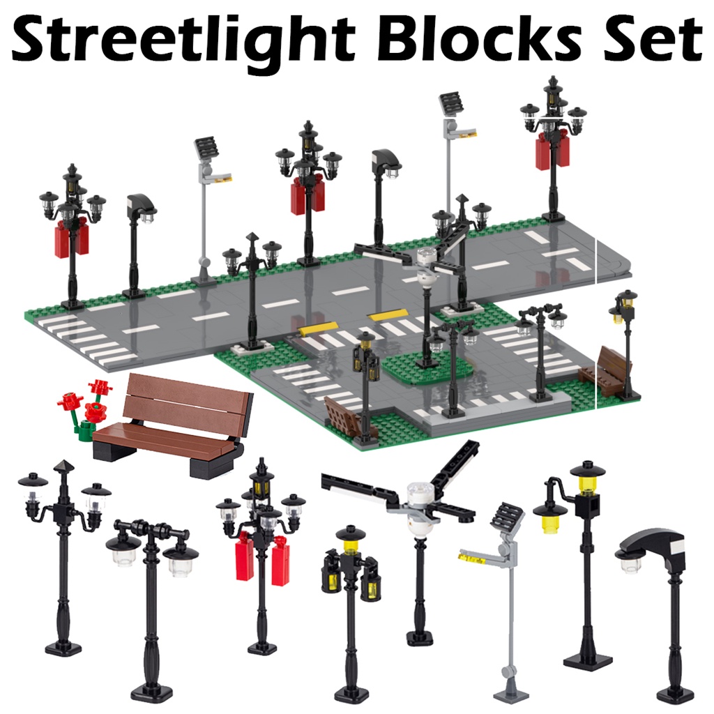 5Set/lot Compatible With Lego City Action Figures House Streetlight