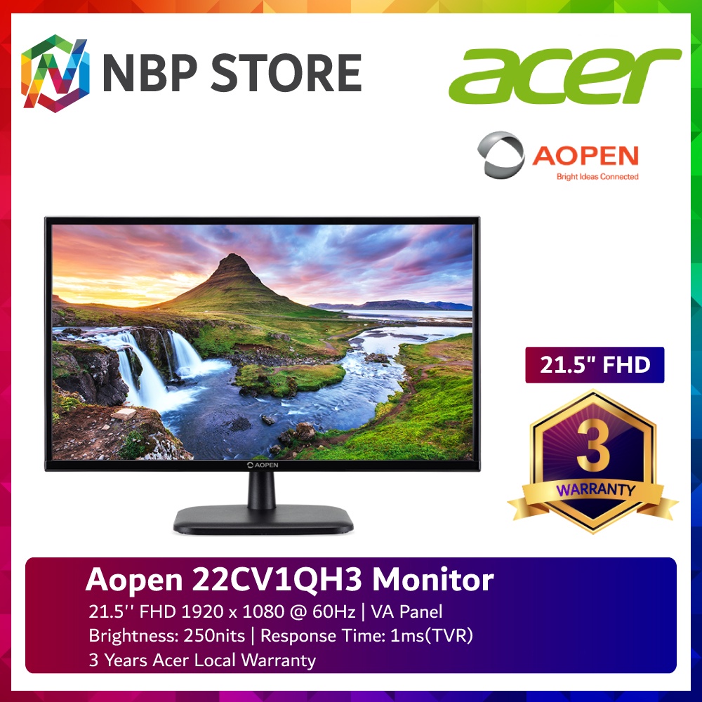 Acer Aopen 22CV1QH3 21.5'' FHD Monitor ( HDMI, VGA, 3Yrs Wrty ...