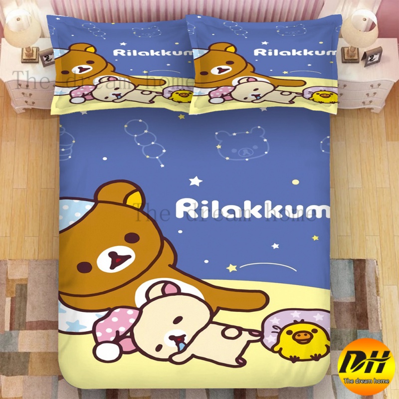 Rilakkuma Fitted Bedsheet pillowcase 3D printed Bed set Single/Super single/queen/king beddings