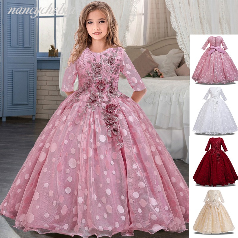 New Party Dresses For Teenage Girl Princess Wedding Bridesmaid Kids Clothes