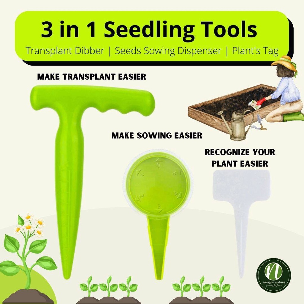 Neugro 3 in 1 Seedling Tools Set - Seeds Dispenser Sowing + Transplant ...