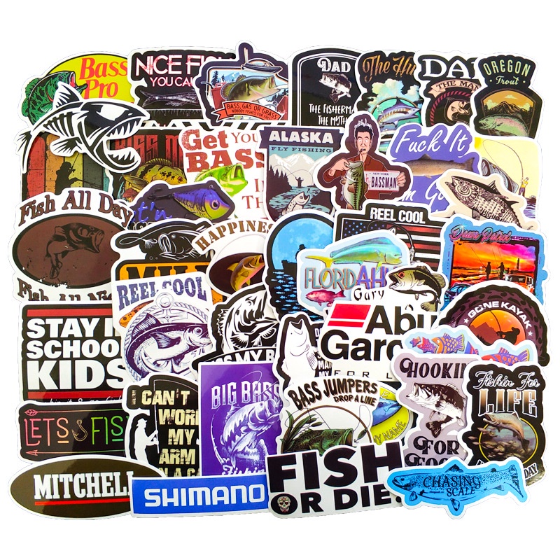Sticker Pancing 50 keping Fishing Stickers Waterproof Sticker Pelekat ...