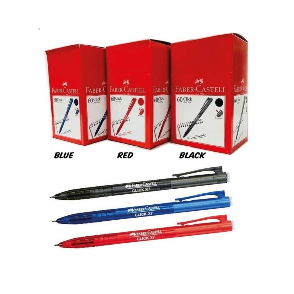 Faber Castell Click X 7 0 7 Mm Ball Pen Retractable 1 Box 60 Pcs Shopee Malaysia