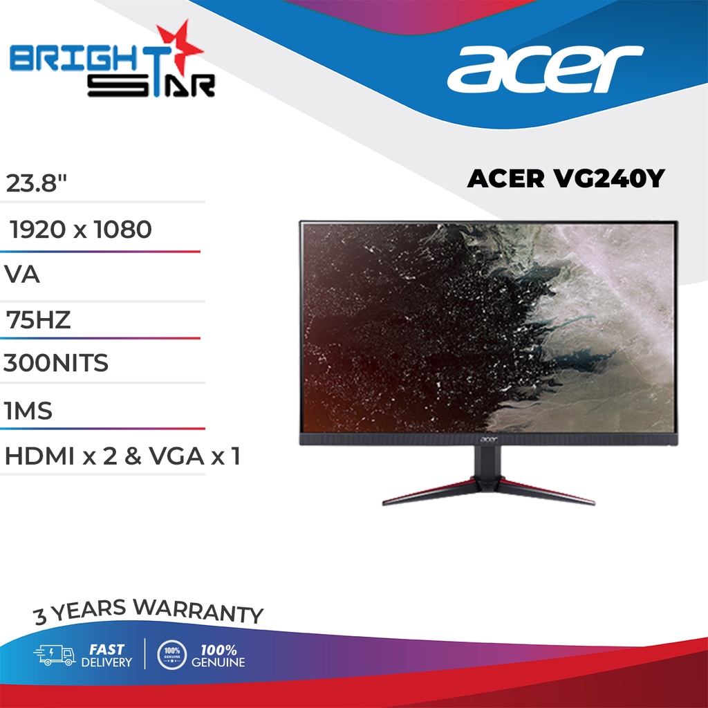 Acer Nitro VG240Y VG240YE Gaming Monitor 24" IPS 1920x1080 FHD 1ms ...