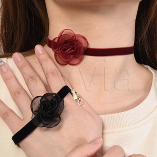 Trend Wedding Party Jewelry Long Black Ribbon Choker Necklace for Women Elegant White Imitation