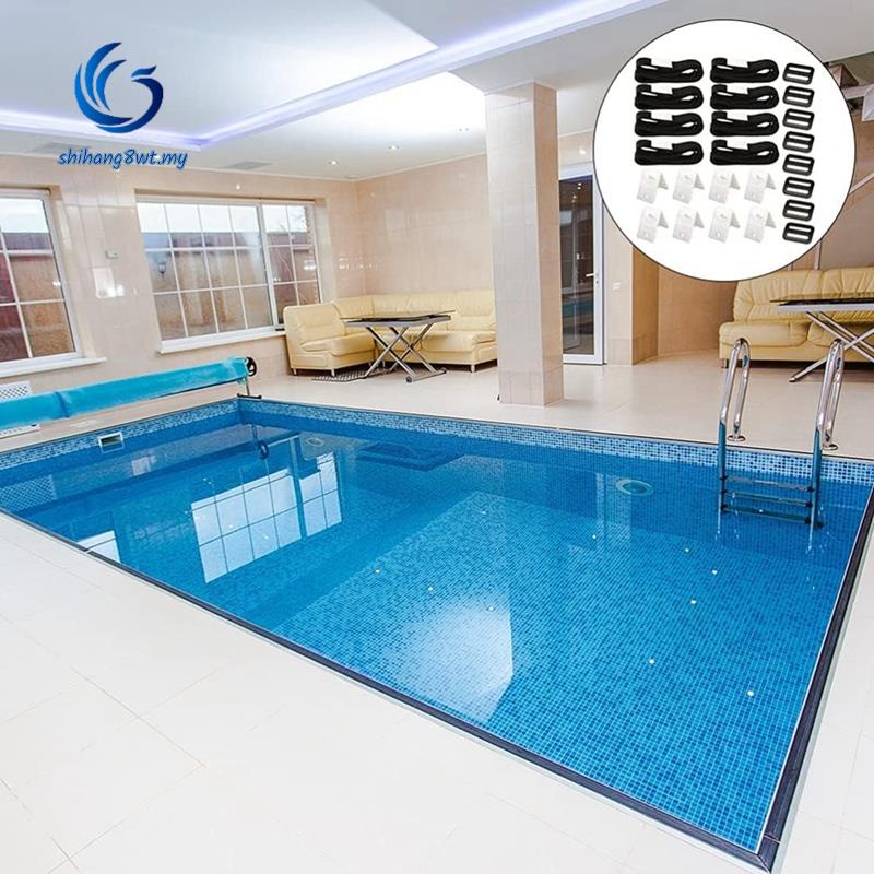 Pool Solar Cover Reel Attachment Straps Kit Black & White Plastic Solar