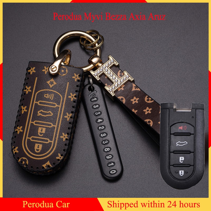 Perodua Myvi Axia Aruz Bezza Remote Key Leather Case Cover