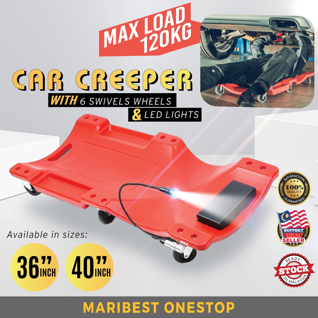 36 Inch 40 Inch Car Creeper with Lights and 6 Swivel Wheels Mechanic