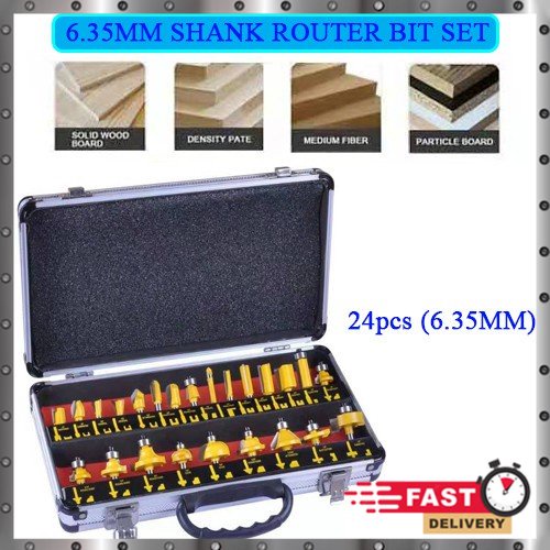 (6.35MM SHANK) 24PCS Router Bit Set Trimming Machine Tool for Electric ...