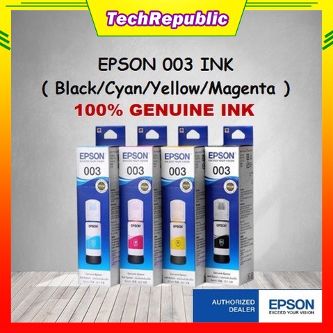 ORIGINAL EPSON 003 REFIL INK BLACK C,M,Y FOR PRINTER L3110 L3150 L5190 ...