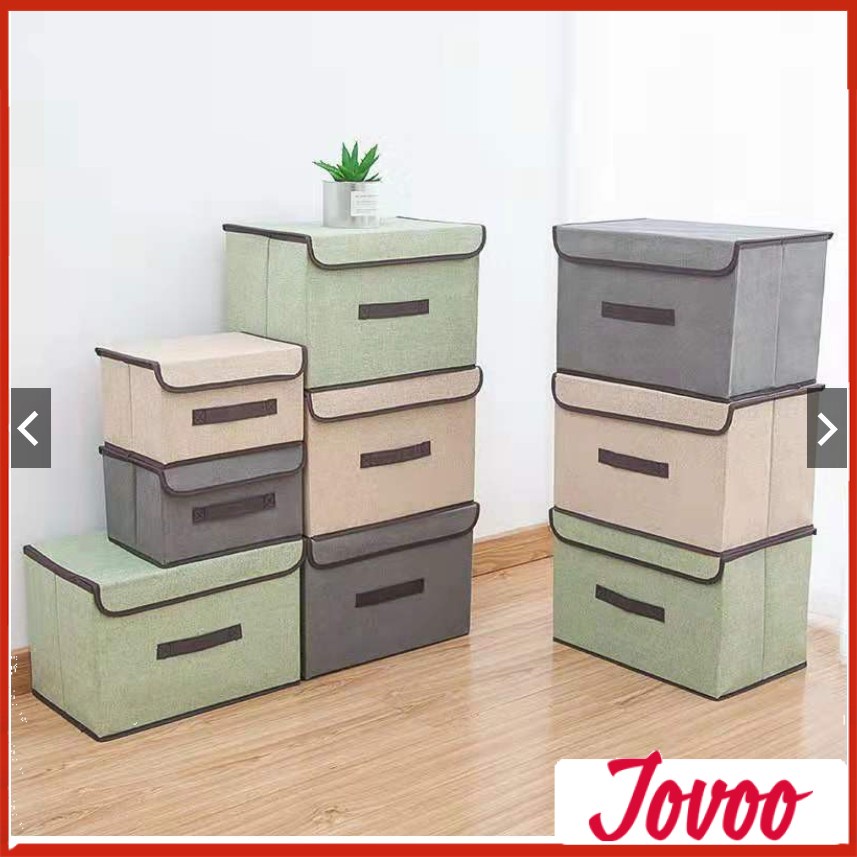 JOVOO Kotak Baju Murah Storage Box Foldable Linen Cloth Storage Box ...