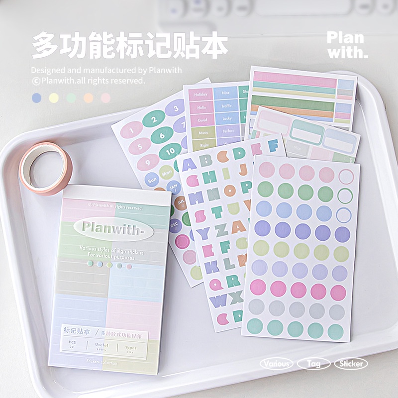 32 Sheets Rosy Posy Planwith Various Series of Label Stickers Simple ...