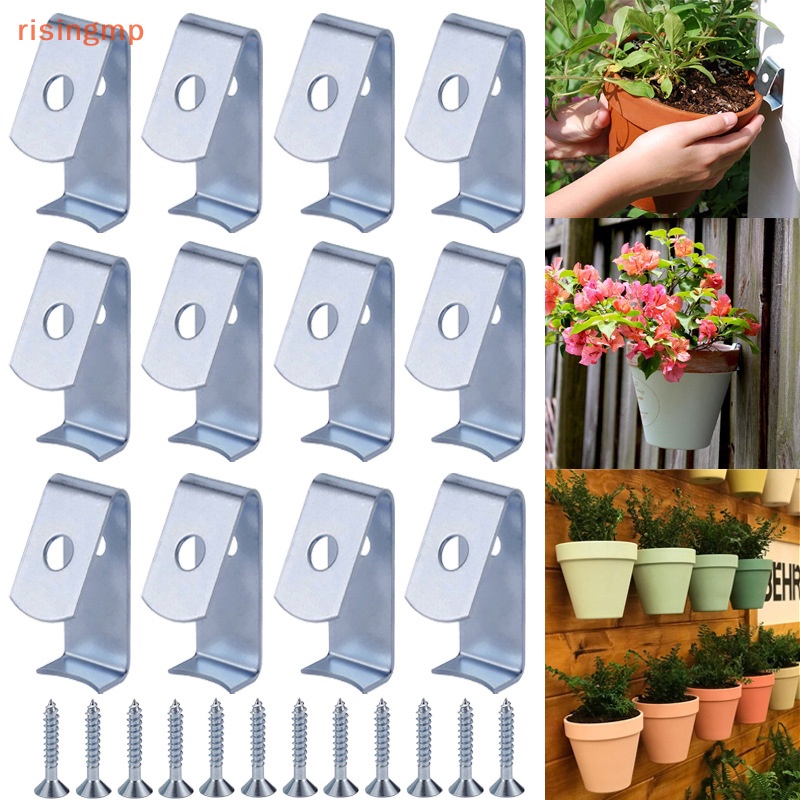 [risingmp] 12pcs Wall Mount Flower Pot Holder Clip With Screw Plant Pot