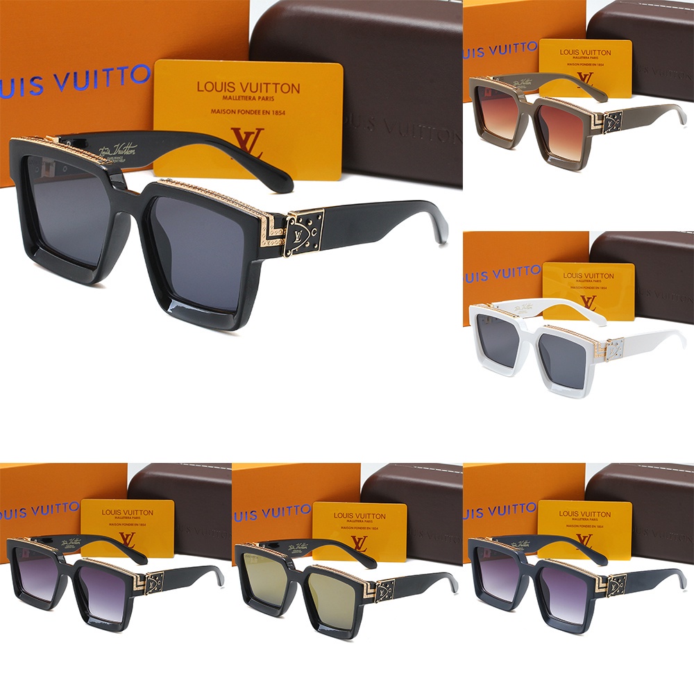 LV Luxury Brand Fashion Design Classic Style Millionaire Retro Lens Gradient Sunglasses Men Vintage Sunglasses