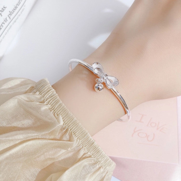 Bracelet Bracelet Student Silver Bow Bell Girlfriends Bracelet Sweet ...