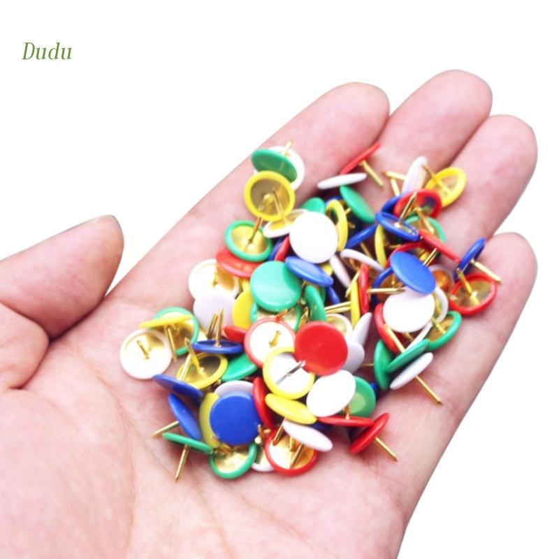 Dudu Colors Thumb Tacks 100 Count Colors Plastic Roundness Push Pins 