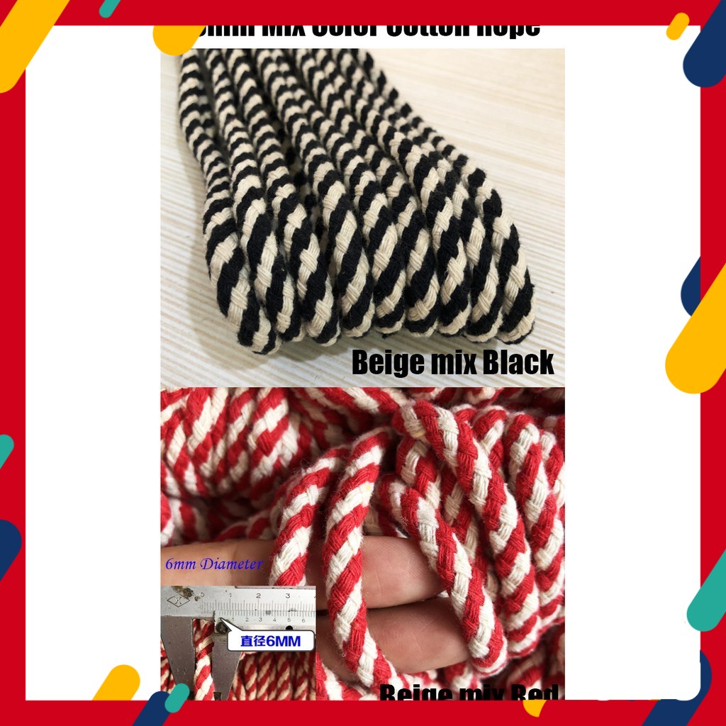 6mm Mix Color Cotton Rope by meter | Shopee Malaysia
