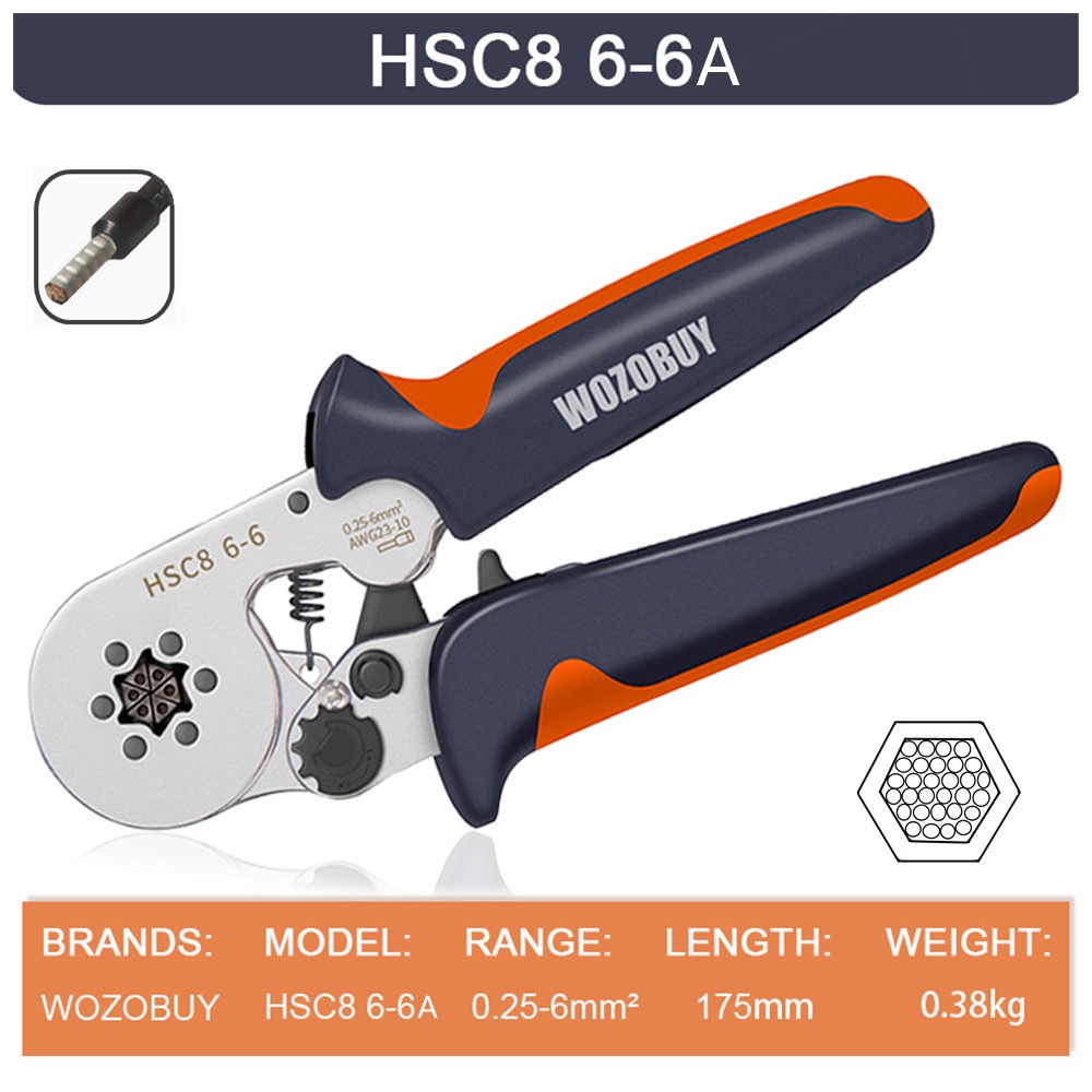 Ferrule Crimping Tool Kit, WOZOBUY HSC8 6-6A/6-4A Self-adjustable ...