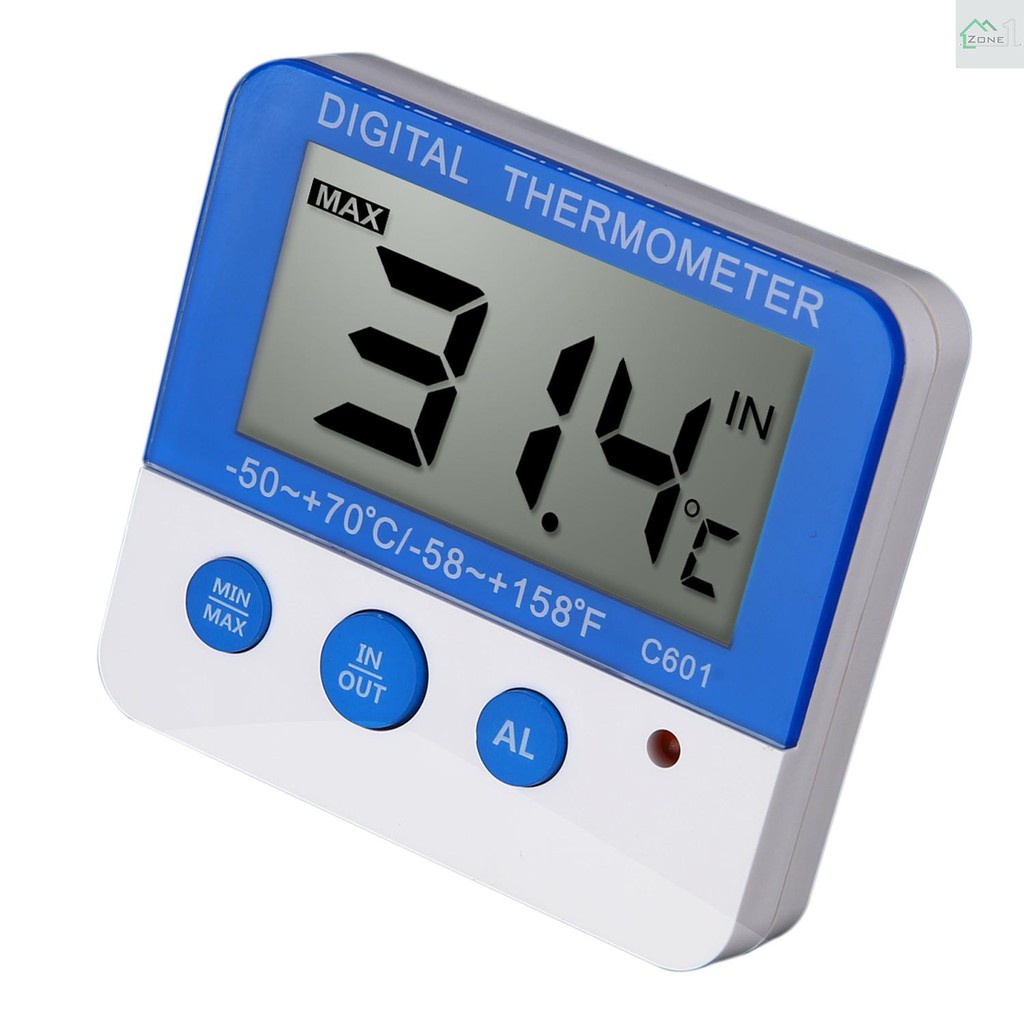 Digital Fridge Thermometer with Alarm and Max Min Temperature Easy to Read LCD Display Digital