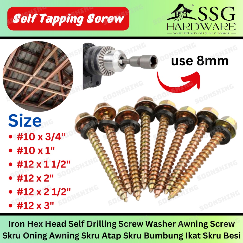 For Wood Hex Head Roofing Self Drilling Screw Awning Screw With Washer ...