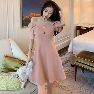 casual korean pink dress