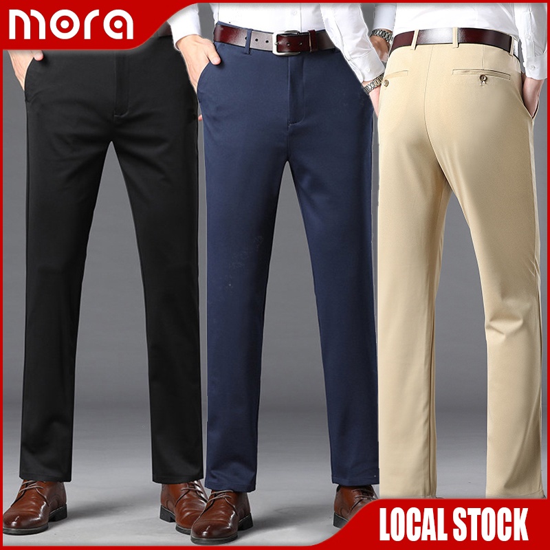 Seluar Slack Lelaki Men Formal Pants Office Basic Black Stretchable ...