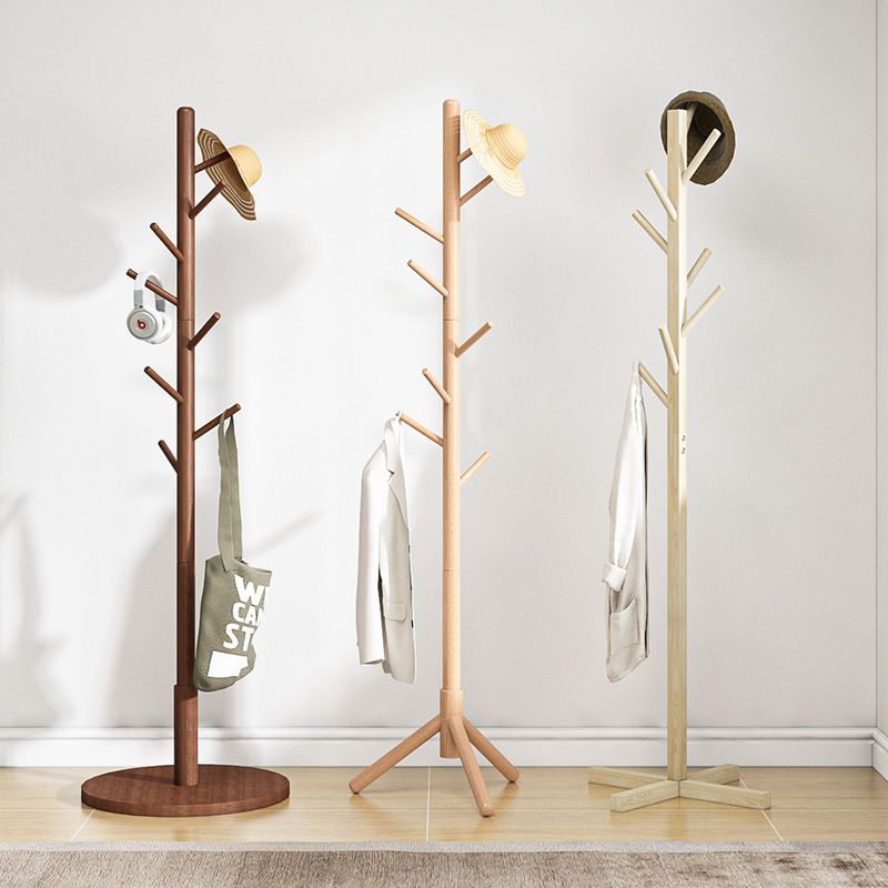Solid Wood Coat and Hat Rack Floor Bedroom Vertical Clothes Hanger