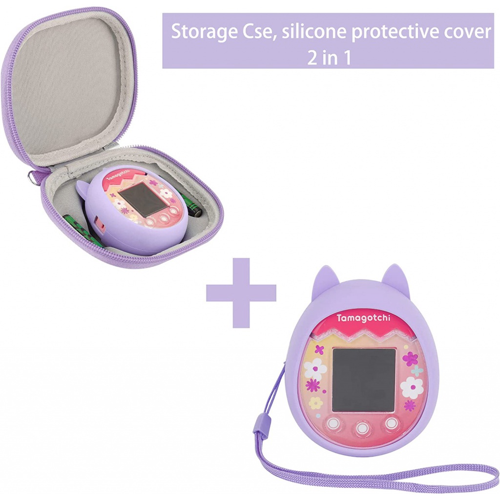 Tamagotchi Pix Protective Case & Storage Box - 2-in-1 Green Silicone Cover With Carrying Case