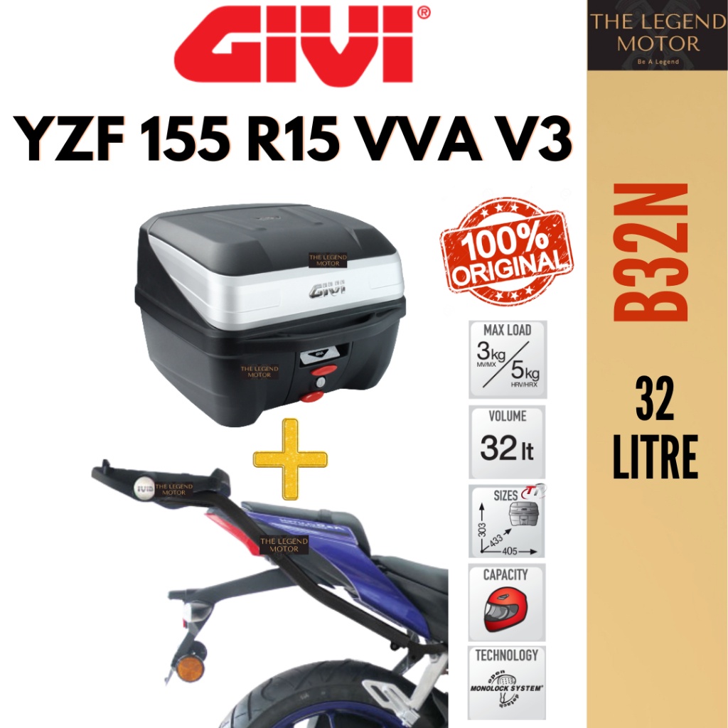 YAMAHA R15 YZF155 VVA V3 YZF 155 GIVI SRV HEAVY DUTY MONO RACK J ...