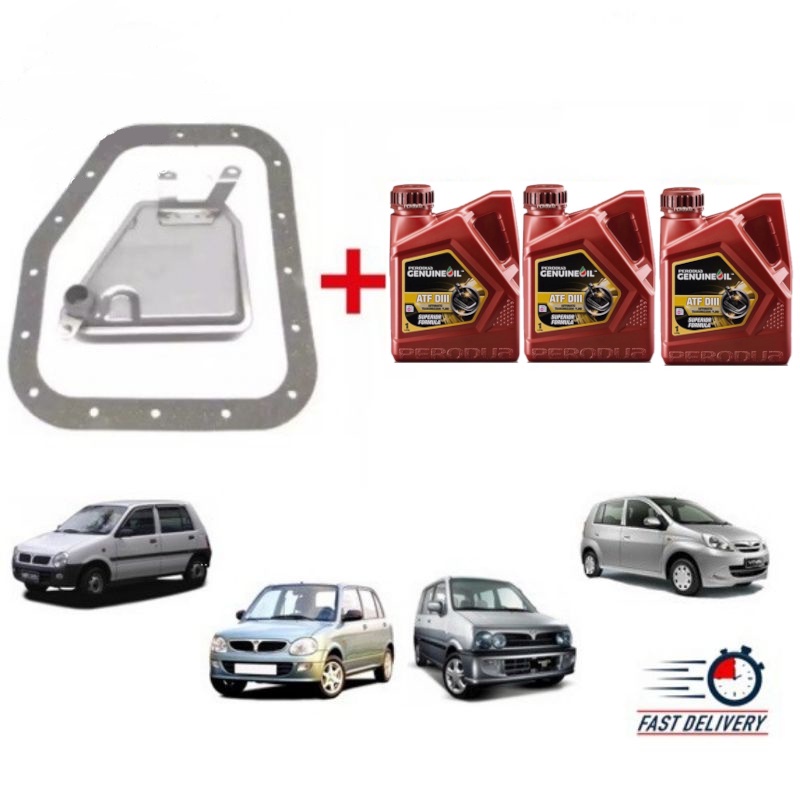 GENUINE PERODUA ATF D III D3 (3 TINS)+ AUTO FILTER SET GEARBOX