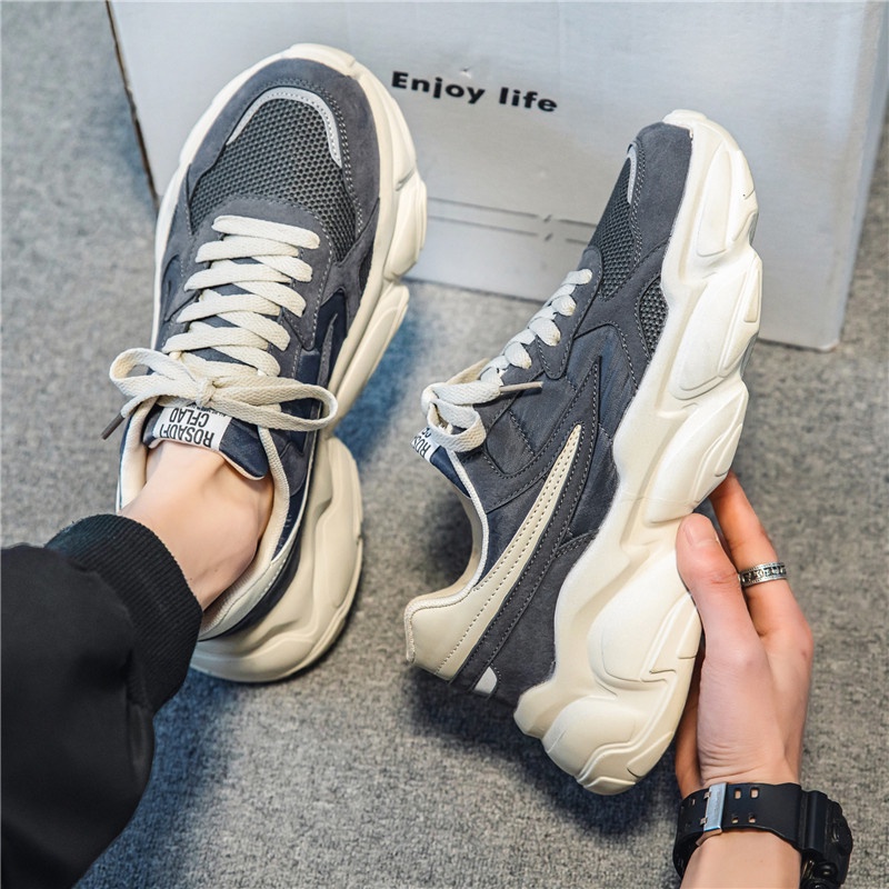 Men's Thick-Soled Casual Sneakers - Breathable & Stylish