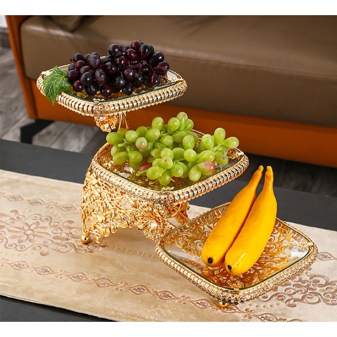 LUNA [Gold Stairs Platter] Three Tier Kitchen Accessories Serving