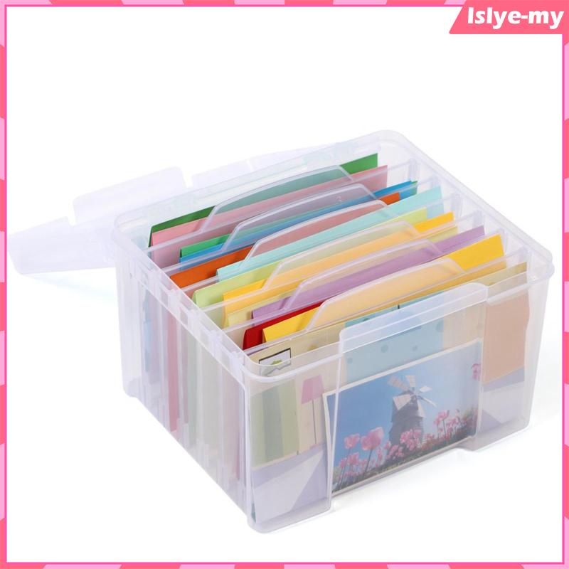 [LslyeMY] Photo Organizer Box with Dividers ,Photos Organizer Clear