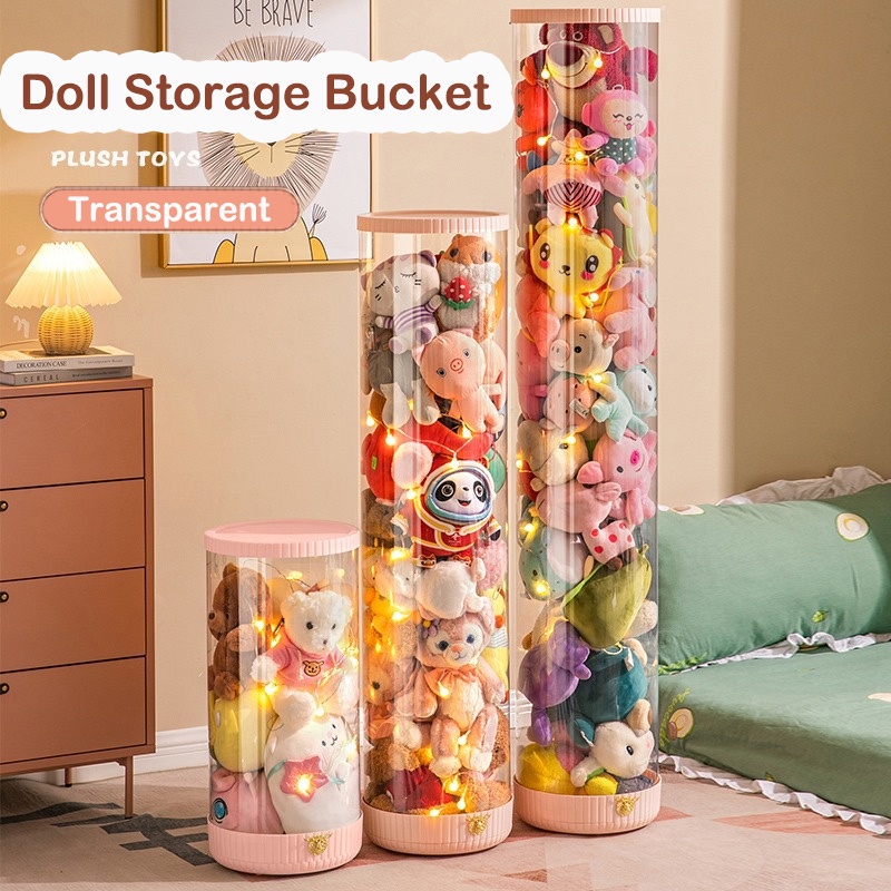 Doll Storage Bucket Transparent Cylindrical Storage Box Durable Large ...