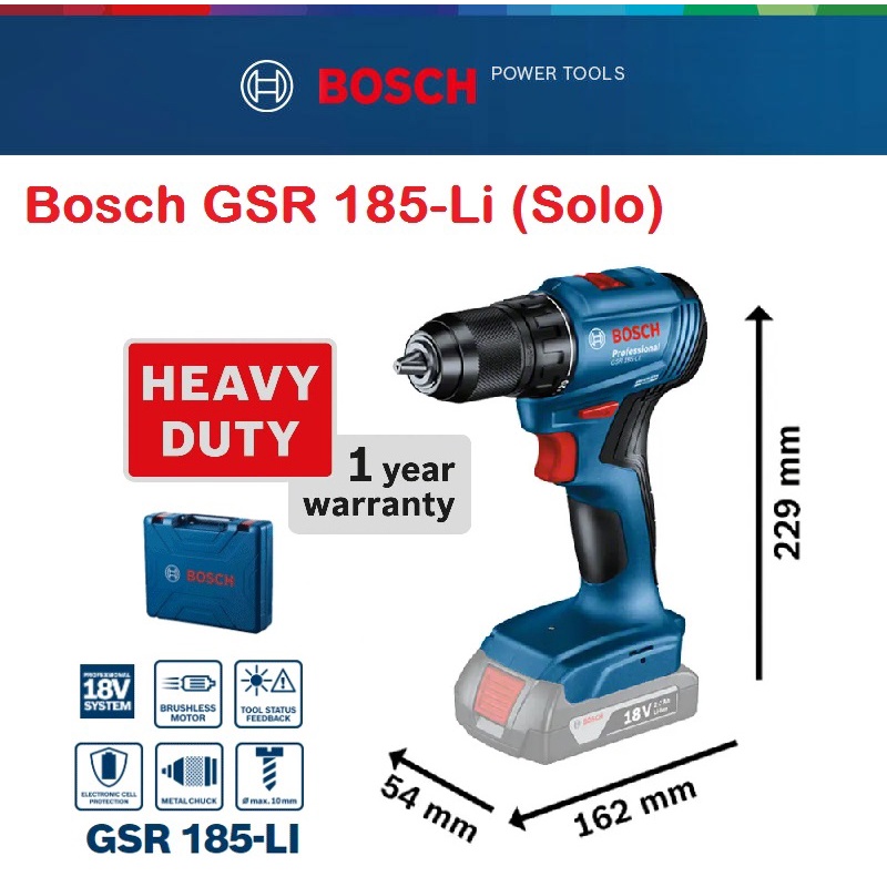Bosch GSR 185Li (Solo Unit) Brushless Motor Cordless Drill Driver Shopee Malaysia